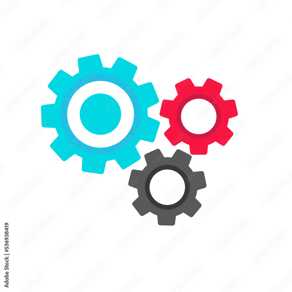 Gear icon with flat style isolated on white background. Simple gear vector illustration
