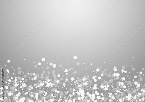 Silver Snowflake Vector Grey Background. White