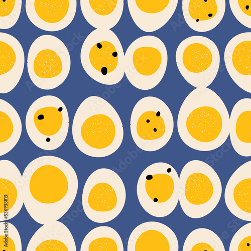 Stylish cute seamless pattern with eggs. Kitchen vector design, background, illustration, print