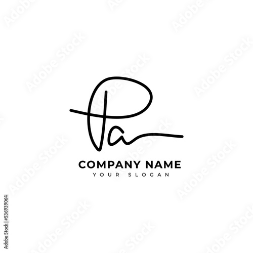 Pa Initial signature logo vector design