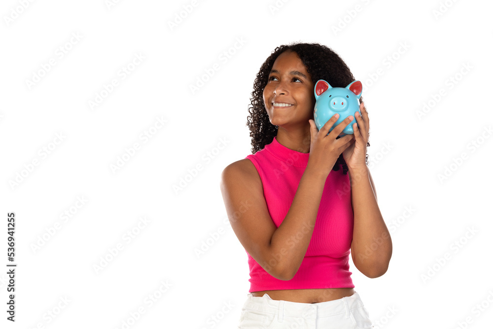 Young african american girl saving for her future Young african american girl saving for her future
