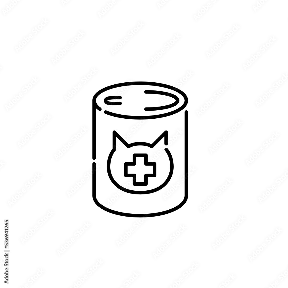 Veterinarian diet canned cat food. Pixel perfect, editable stroke icon Veterinarian diet canned cat food. Pixel perfect, editable stroke icon