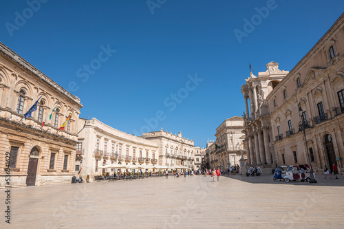 wide angle view of Piazza Duomo in Ortigia with splendid historical buildings © Alessio