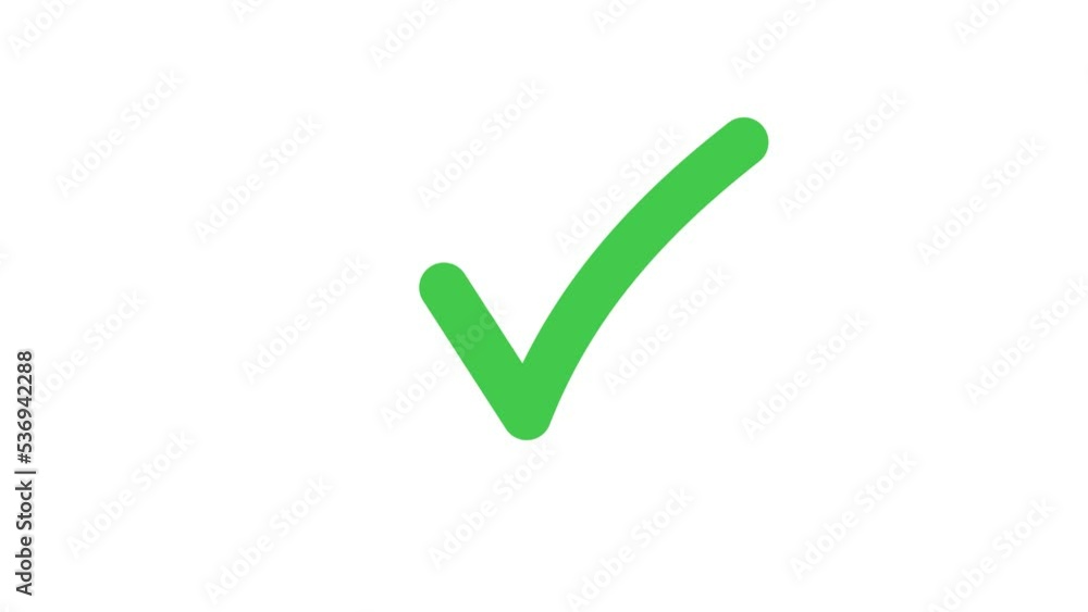 Motion graphic video. Green agree check mark. Shape flat animation of the appearance of element Motion graphic video. Green agree check mark. Shape flat animation of the appearance of element