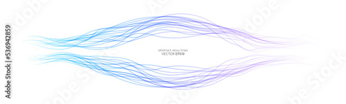 Abstract vector wave lines colorful gradient blue purple isolated on white background with space for text banner in concept technology, modern, science. A.I.