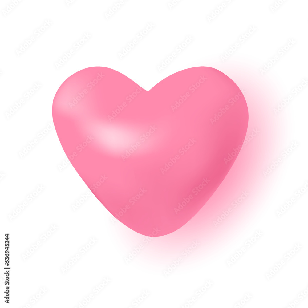 heart 3D pink. vector art and illustration.