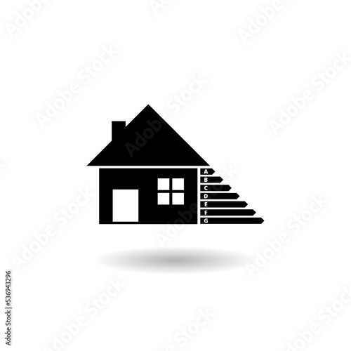 Energy efficient house icon logo with shadow