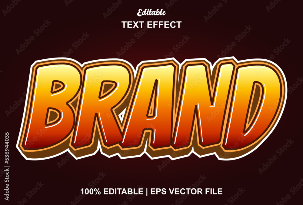 brand text effect with 3d style and editable