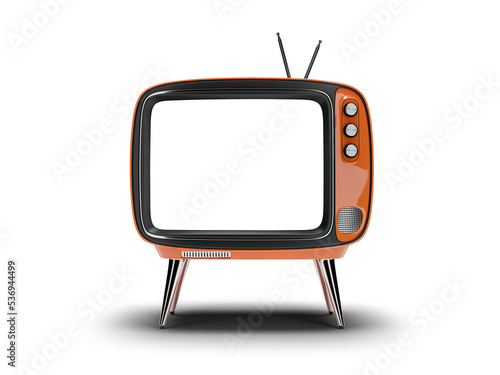 Retro TV blank screen template. Mockup on transparent background and screen with shadow on bottom photo