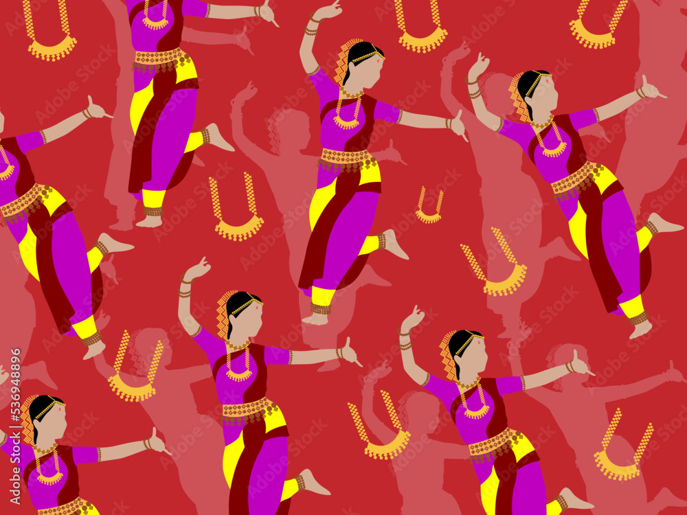 art illustration abstract background seamless pattern icon symbol traditional culture asian of indian female dancer