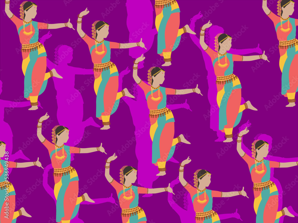 art illustration abstract background seamless pattern icon symbol traditional culture asian of indian female dancer art illustration abstract background seamless pattern icon symbol traditional culture asian of indian female dancer