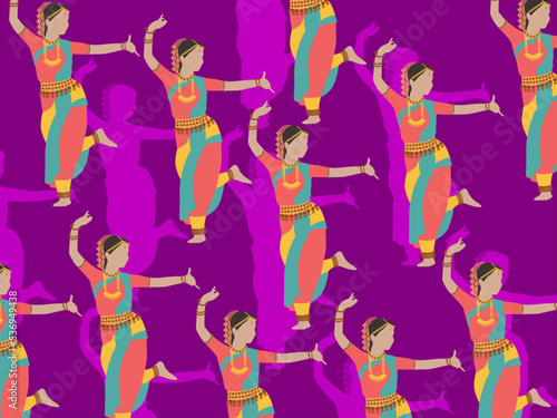 art illustration abstract background seamless pattern icon symbol traditional culture asian of indian female dancer