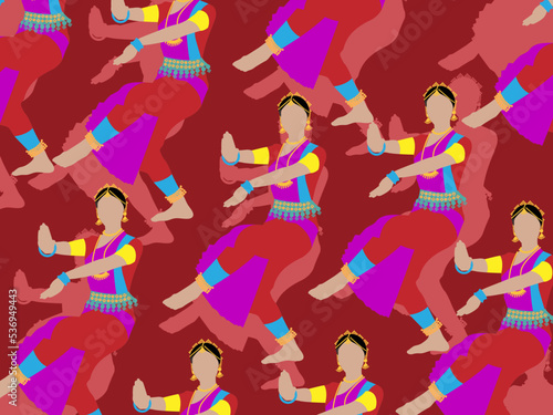 art illustration abstract background seamless pattern icon symbol traditional culture asian of indian female dancer © Aflian