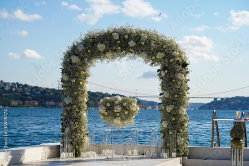 Photography Engagement Decoration and Istanbul Bosphorus View in the Background