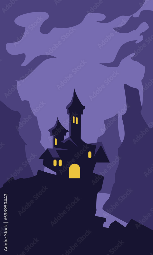 vector Haunted house background suitable for background on Halloween events