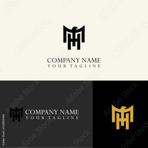 Eagle design logo and letter M or H