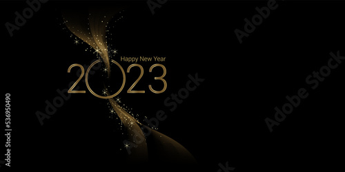 happy new year 2023 greeting template with golden color for social media, banner, card, etc.