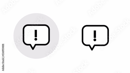 Icon animation of a speech bubble with exclamation mark. Caution sign.	
