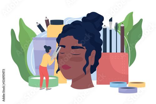 Brow plucking flat concept vector illustration. Beauty procedure and care. Editable 2D cartoon characters on white for web design. Eyebrows shaping creative idea for website, mobile, presentation