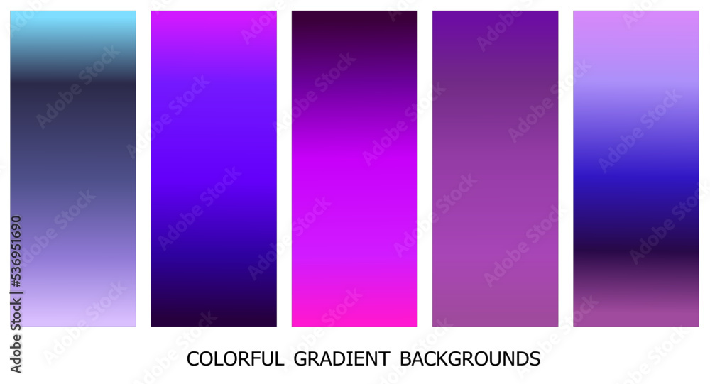 Collection of colorful smooth gradient background for graphic design. Vector illustration