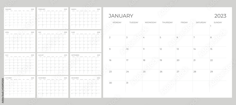 2023 simple Calendar Printable start from monday 2023 simple Calendar Printable start from monday