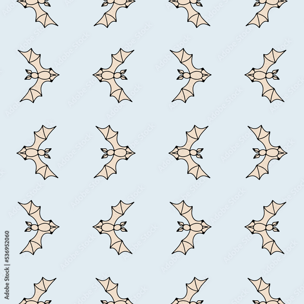 Halloween seamless pattern with flying bat silhouettes on a beige background Halloween seamless pattern with flying bat silhouettes on a beige background