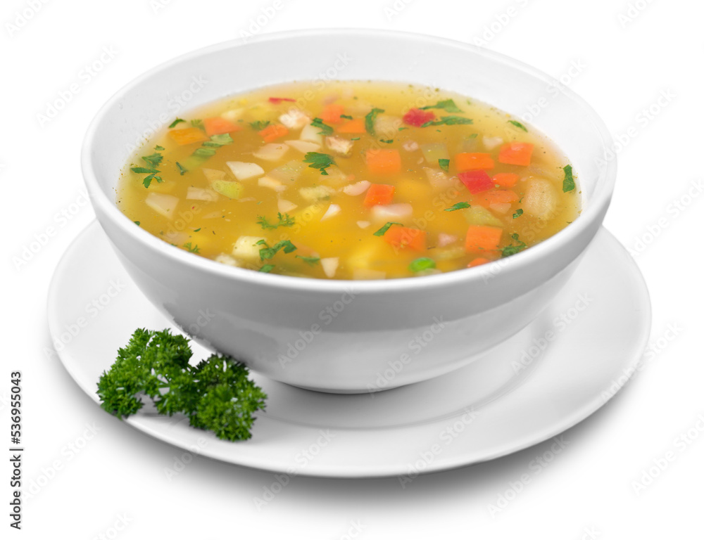 Vegetable soup isolated on a white background Vegetable soup isolated on a white background