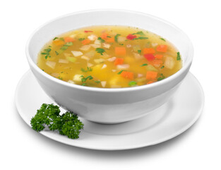 Vegetable soup isolated on a white background