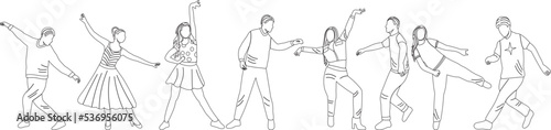 dancing people sketch ,outline icon isolated vector