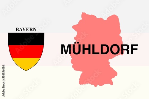 Mühldorf: Illustration mit dem Ortsnamen der deutschen Stadt Mühldorf im Bundesland Bayern