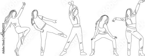 dancing people sketch ,outline icon isolated