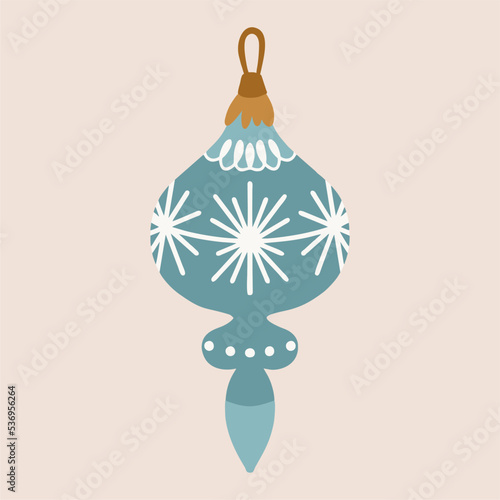 Christmas tree decorations. Decorative toy in retro style. Traditional accessory for the celebration of New Year and Christmas on a white background.