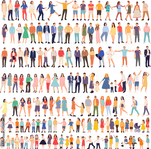 big set of people on white background, isolated vector