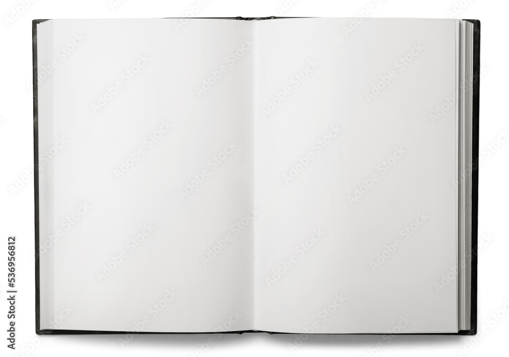Open blank notebook on a white background Open blank notebook on a white background