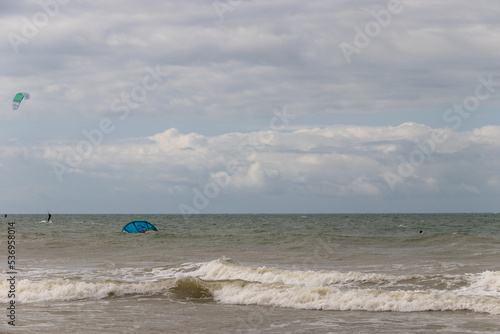 kite surfing on the beach