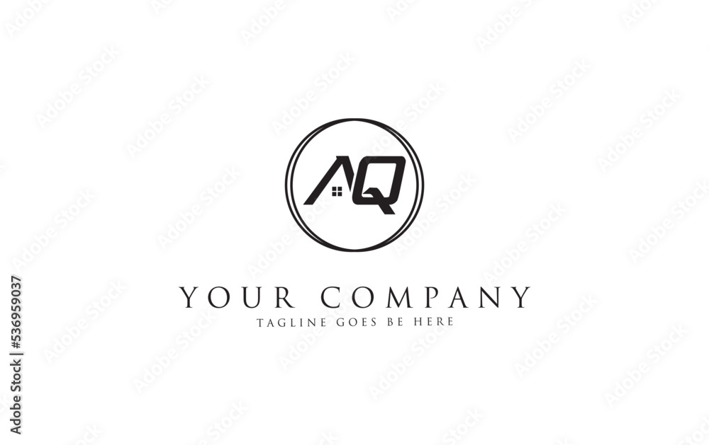 Real estate and window house logo design vector house letter AQ Real estate and window house logo design vector house letter AQ
