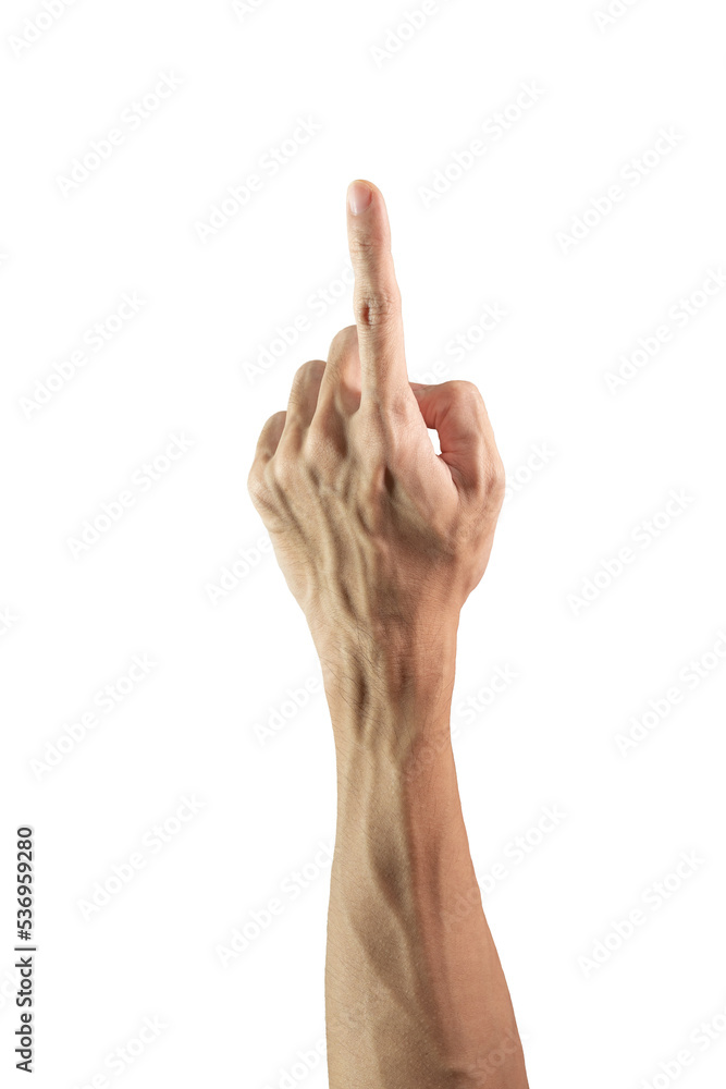Pointing men left hand isolated on white background Pointing men left hand isolated on white background