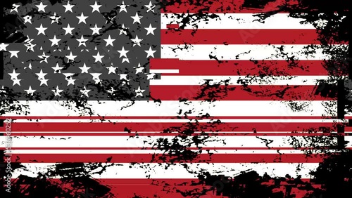 United States flag with glitch Effect animation. grunge texture American flag glitch background.