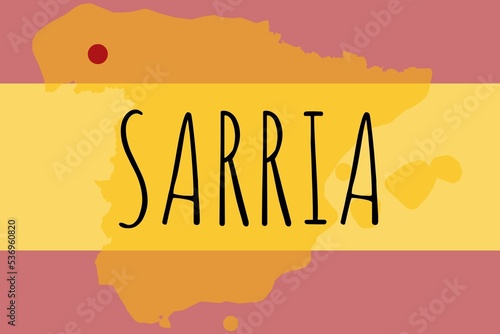Sarria: Illustration mit dem Namen der spanischen Stadt Sarria photo