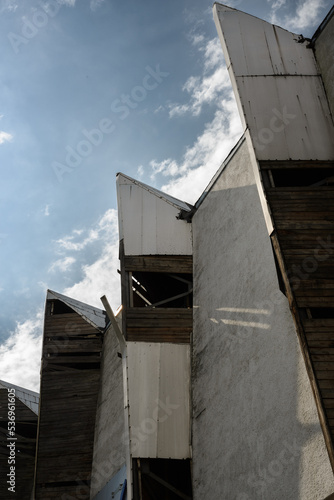 Grunge abstract with abandoned building and sky