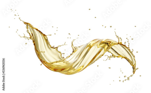 Cosmetic essence splash isolated on white background, 3d illustration with Clipping path.