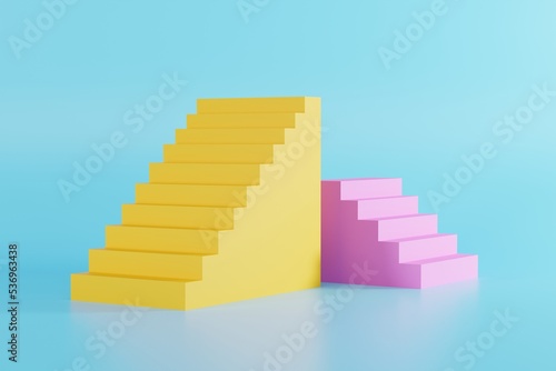 Abstract stairs on a blue background. Abstract background concept. 3d render, 3d illustration.