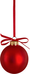 Red Christmas Bauble on the Ribbon - Isolated