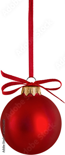 Red Christmas Bauble on the Ribbon - Isolated