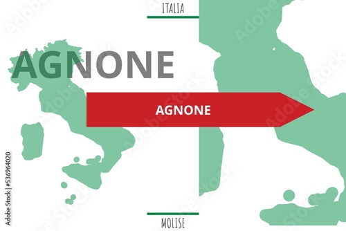 Canvastavla Agnone: Illustration mit dem Namen der italienischen Stadt Agnone