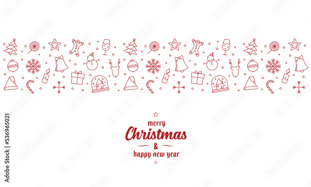 Fototapeta premium christmas ornament icons element banner red outline