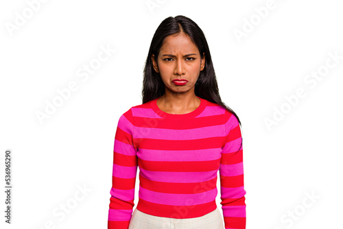 Young Indian woman isolated sad, serious face, feeling miserable and displeased.