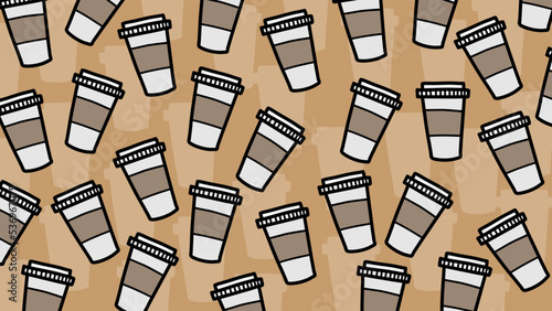 Art illustration background pattern seamless symbol icon colorful design concept logo of coffee cup takeaway