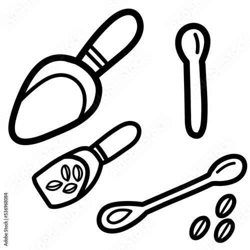 Art illustration icon logo hand draw symbol design sketch of coffee tools spoon