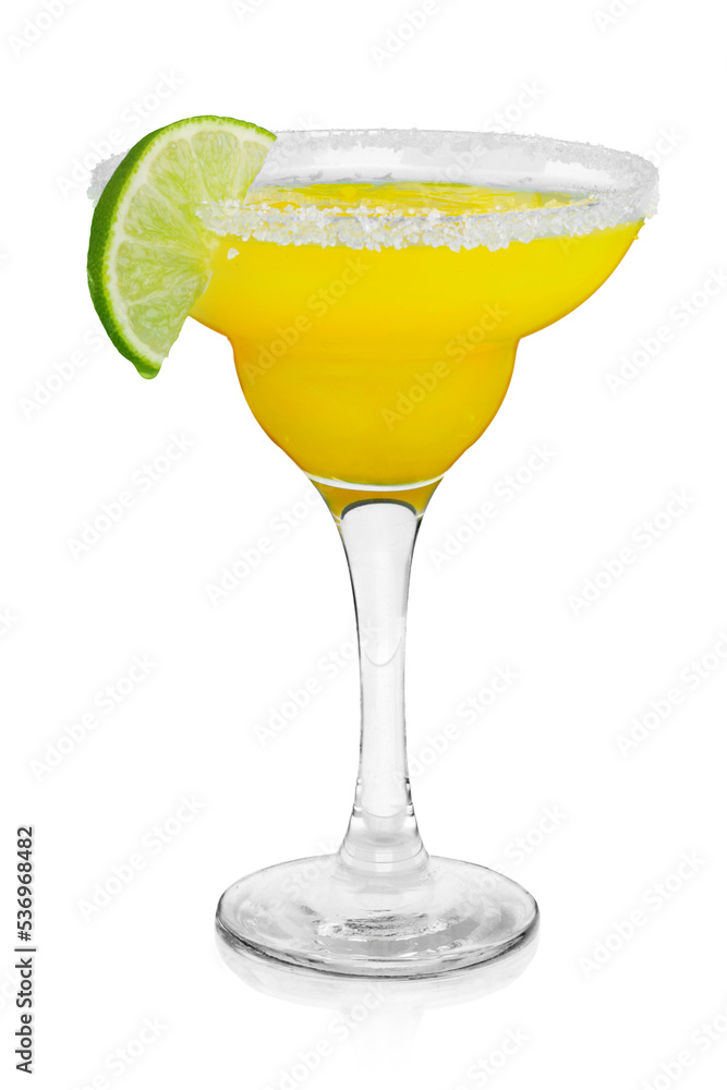 Juicy margarita cocktail with a slice of lime isolated on a white background Juicy margarita cocktail with a slice of lime isolated on a white background